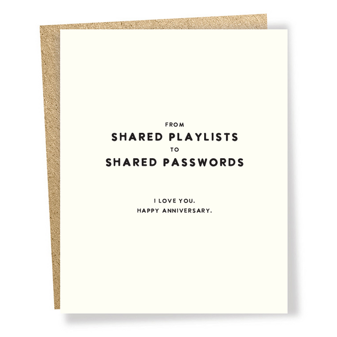 Shared Passwords Anniversary Card