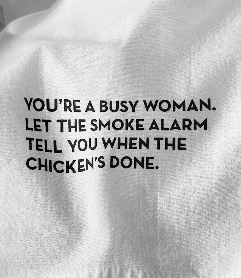 busy woman tea towel