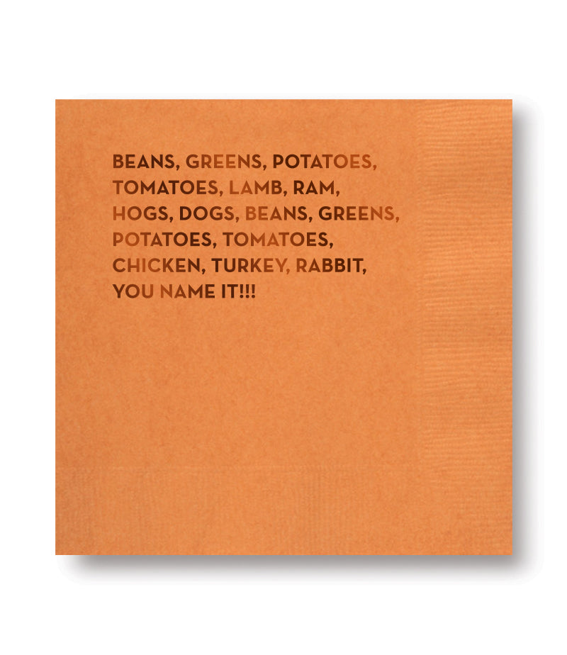 Beans Thanksgiving Napkins